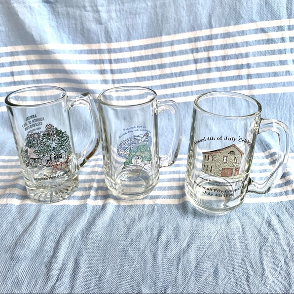 3 Vintage Glass Beer Mugs - Picture 2 of 11